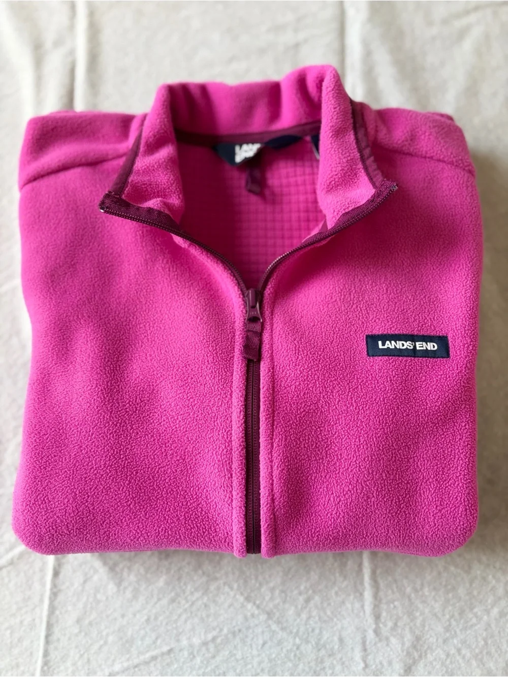 Lands' End Girls' Hot Pink Full-Zip Fleece Jacket